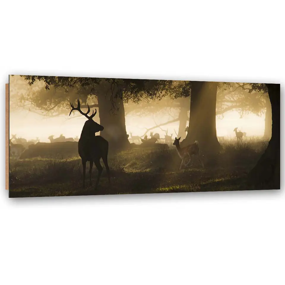 ⁨Obraz Deco Panel, Jelenie we mgle (Rozmiar 120x40)⁩ w sklepie Wasserman.eu