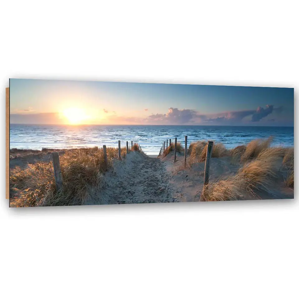 ⁨Obraz Deco Panel, Zachód słońca na plaży nad morzem (Rozmiar 120x40)⁩ w sklepie Wasserman.eu