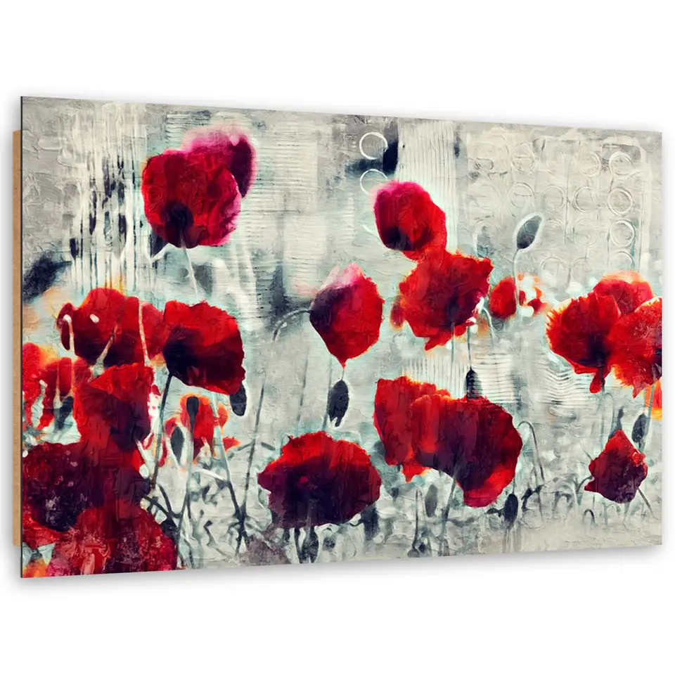 ⁨Obraz Deco Panel, Malowane czerwone maki na czarno-białej łące (Rozmiar 100x70)⁩ w sklepie Wasserman.eu