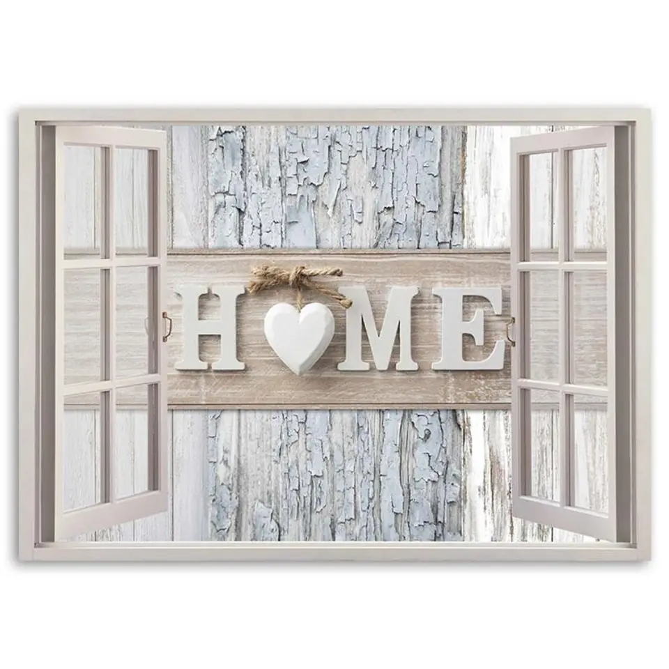 ⁨Obraz Deco Panel, Napis Home w oknie (Rozmiar 100x70)⁩ w sklepie Wasserman.eu