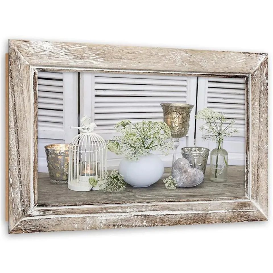 ⁨Obraz Deco Panel, Martwa natura w drewnianej rustykalnej ramie (Rozmiar 100x70)⁩ w sklepie Wasserman.eu