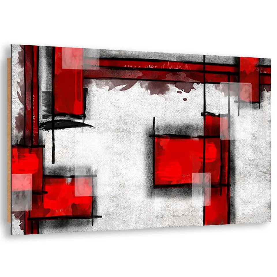 ⁨Obraz Deco Panel, Abstrakcja geometryczna w czerwieni (Rozmiar 100x70)⁩ w sklepie Wasserman.eu