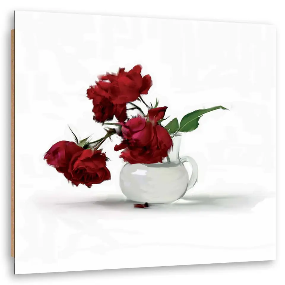 ⁨Obraz Deco Panel, Czerwone róże w wazonie (Rozmiar 30x30)⁩ w sklepie Wasserman.eu