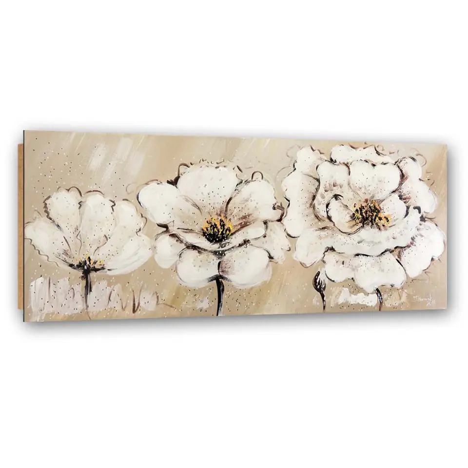 ⁨Obraz Deco Panel, Trzy białe kwiaty (Rozmiar 120x40)⁩ w sklepie Wasserman.eu