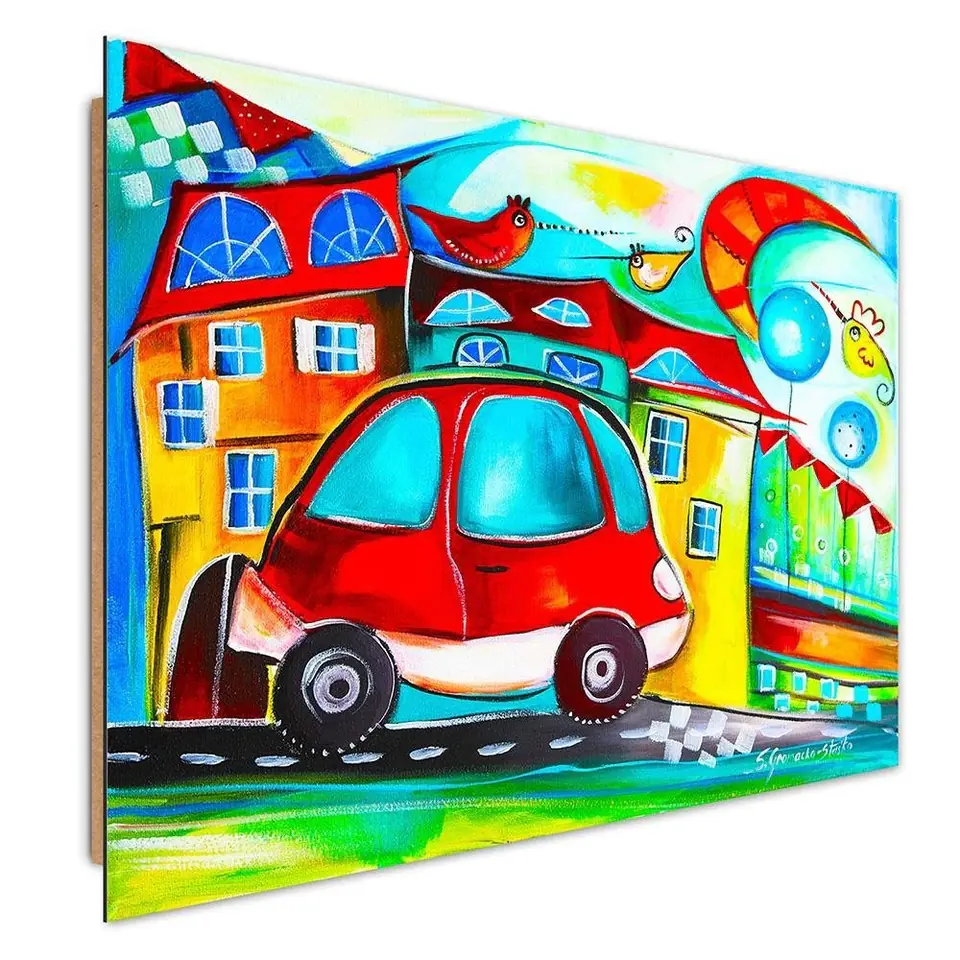 ⁨Obraz Deco Panel, Czerwony samochodzik (Rozmiar 100x70)⁩ w sklepie Wasserman.eu