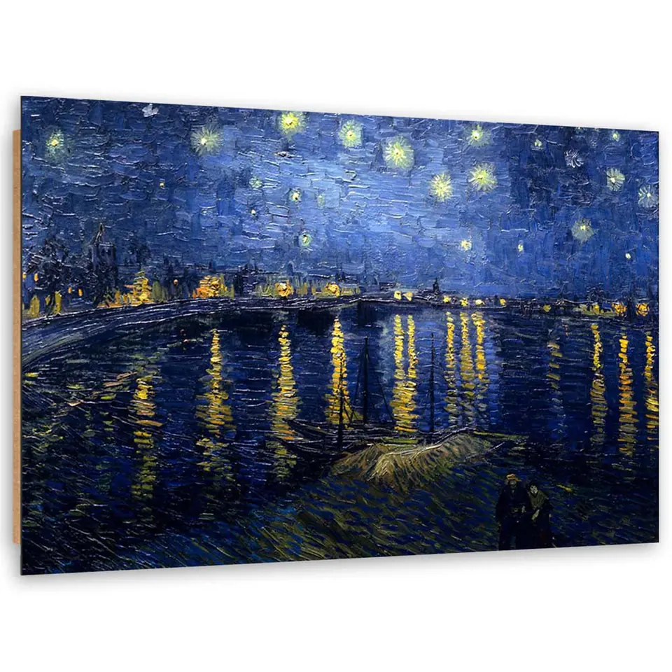 ⁨Obraz Deco Panel, Gwiaździsta noc nad Rodanem - V. van Gogh reprodukcja (Rozmiar 60x40)⁩ w sklepie Wasserman.eu