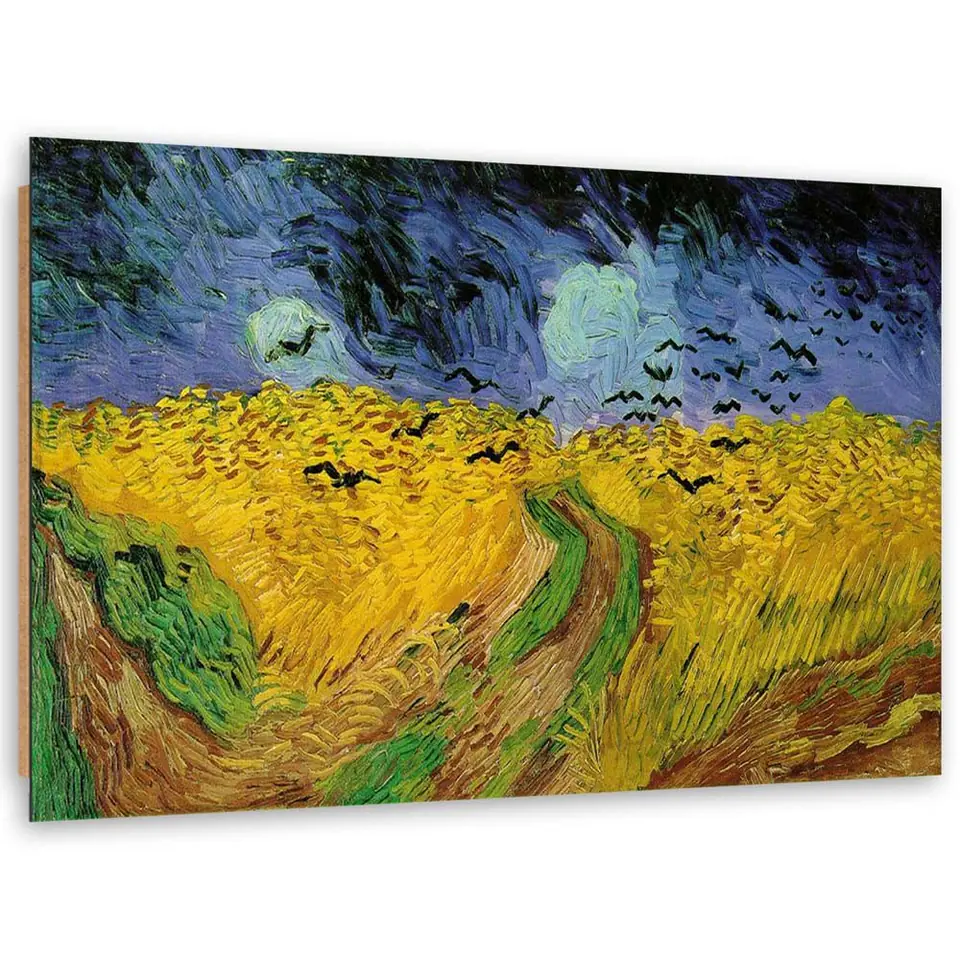 ⁨Obraz Deco Panel, Pole pszenicy z krukami - V. van Gogh reprodukcja (Rozmiar 60x40)⁩ w sklepie Wasserman.eu
