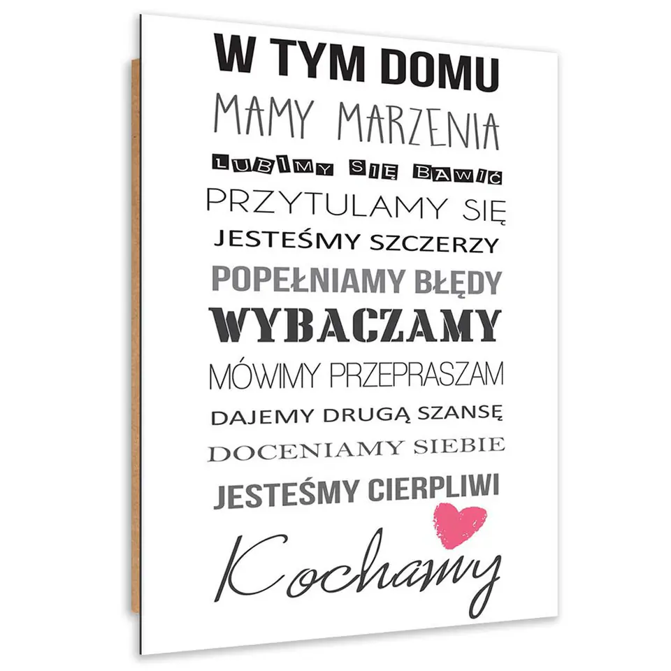 ⁨Obraz Deco Panel, W tym domu typografia (Rozmiar 80x120)⁩ w sklepie Wasserman.eu