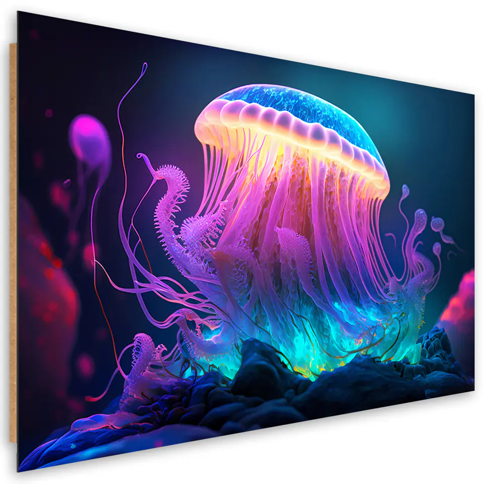 ⁨Obraz deco panel, Neonowa meduza (Rozmiar 60x40)⁩ w sklepie Wasserman.eu