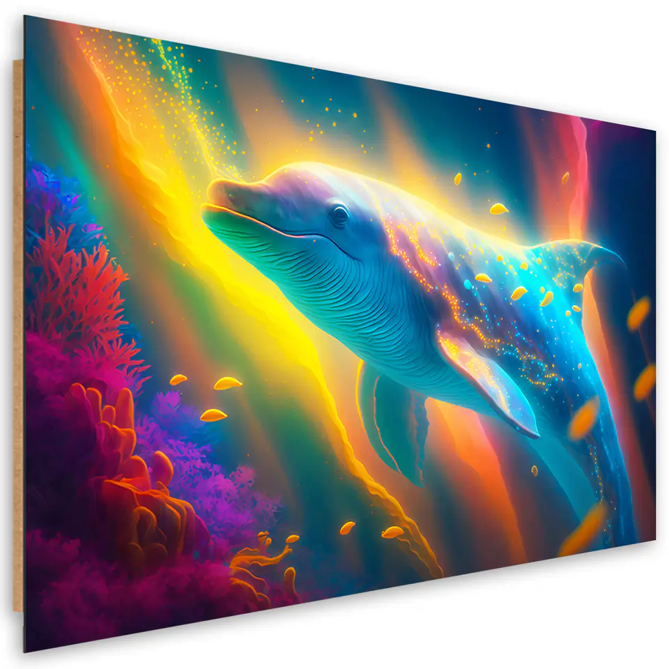 ⁨Obraz deco panel, Neonowy wieloryb (Rozmiar 60x40)⁩ w sklepie Wasserman.eu