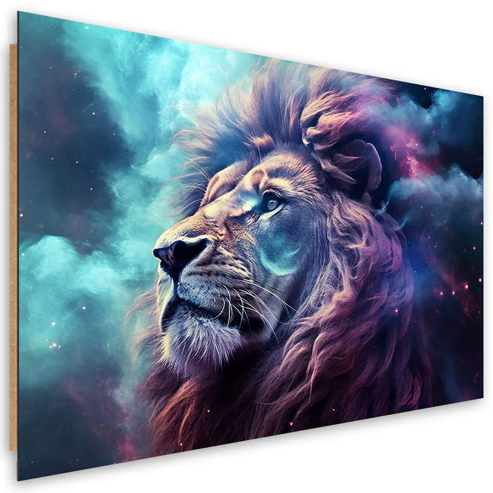 ⁨Obraz deco panel, Lew Abstrakcja Niebieski (Rozmiar 60x40)⁩ w sklepie Wasserman.eu