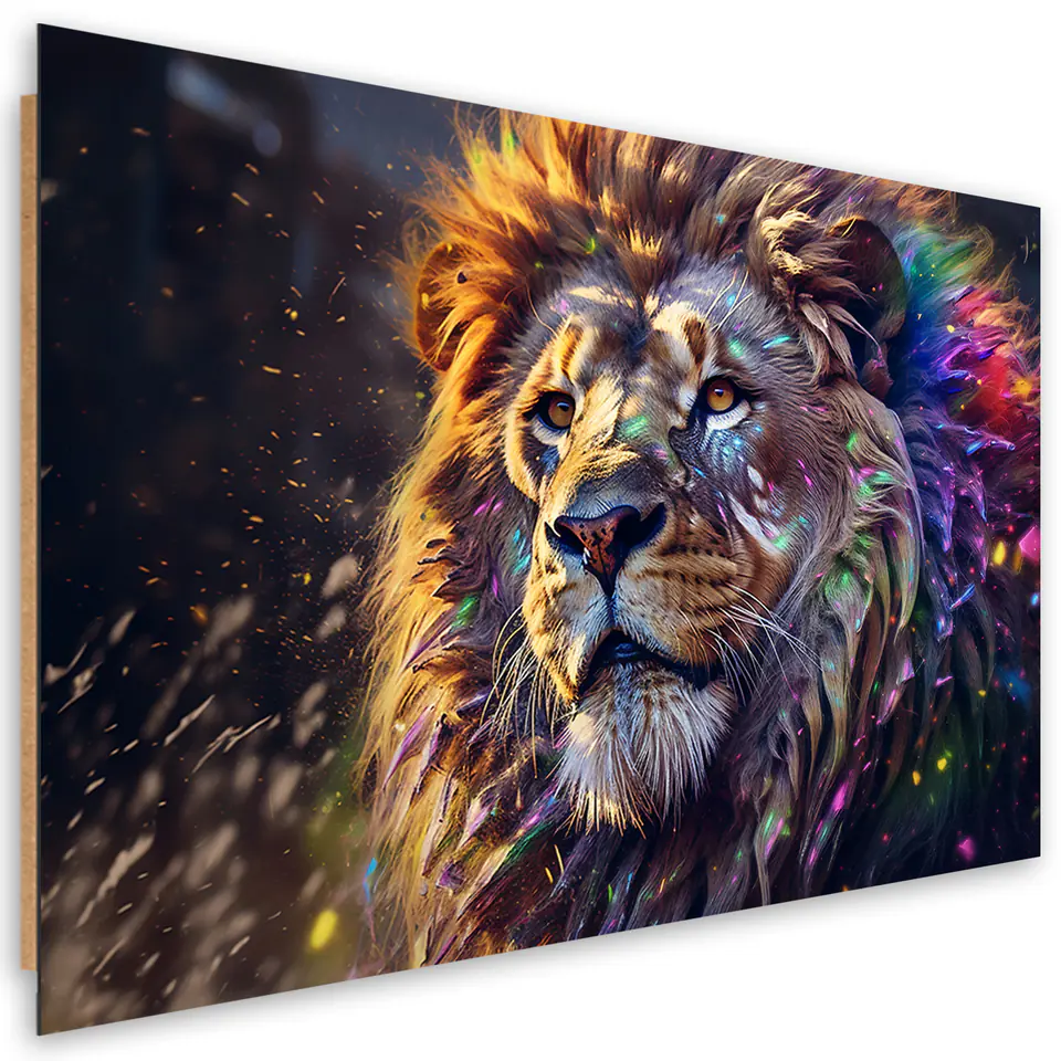 ⁨Obraz deco panel, Lew Zwierzę Abstrakcja (Rozmiar 60x40)⁩ w sklepie Wasserman.eu