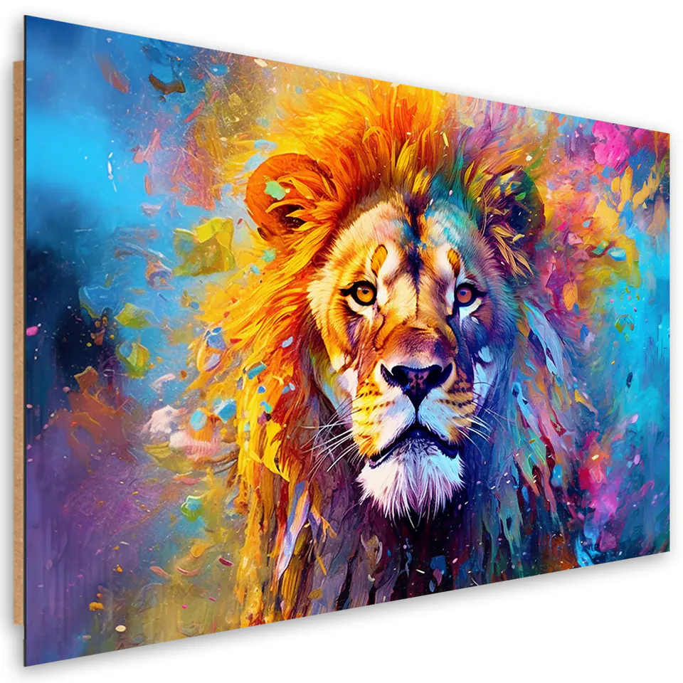 ⁨Obraz deco panel, Kolorowa Abstrakcja Lew (Rozmiar 60x40)⁩ w sklepie Wasserman.eu
