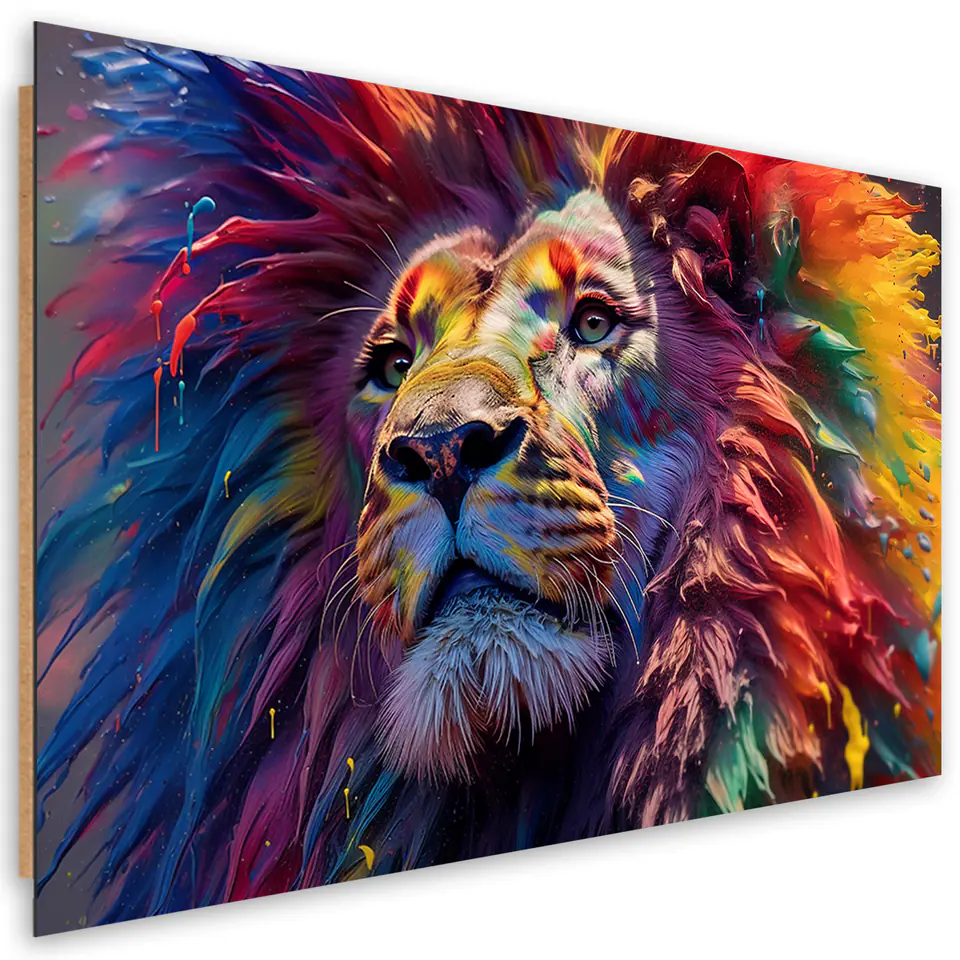 ⁨Obraz deco panel, Neon Lew Afryka AI (Rozmiar 60x40)⁩ w sklepie Wasserman.eu