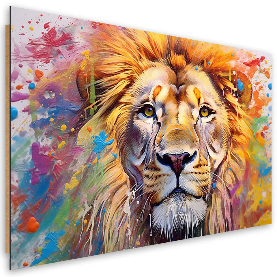 ⁨Obraz deco panel, Lew Abstrakcja Akwarela AI (Rozmiar 60x40)⁩ w sklepie Wasserman.eu