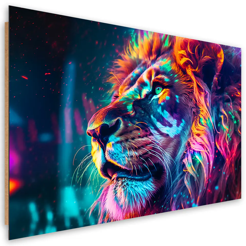 ⁨Obraz deco panel, Neon Zwierzę Lew Ai (Rozmiar 60x40)⁩ w sklepie Wasserman.eu
