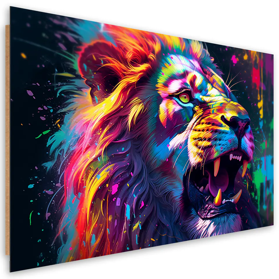 ⁨Obraz deco panel, Lew Neon Abstrakcja (Rozmiar 60x40)⁩ w sklepie Wasserman.eu