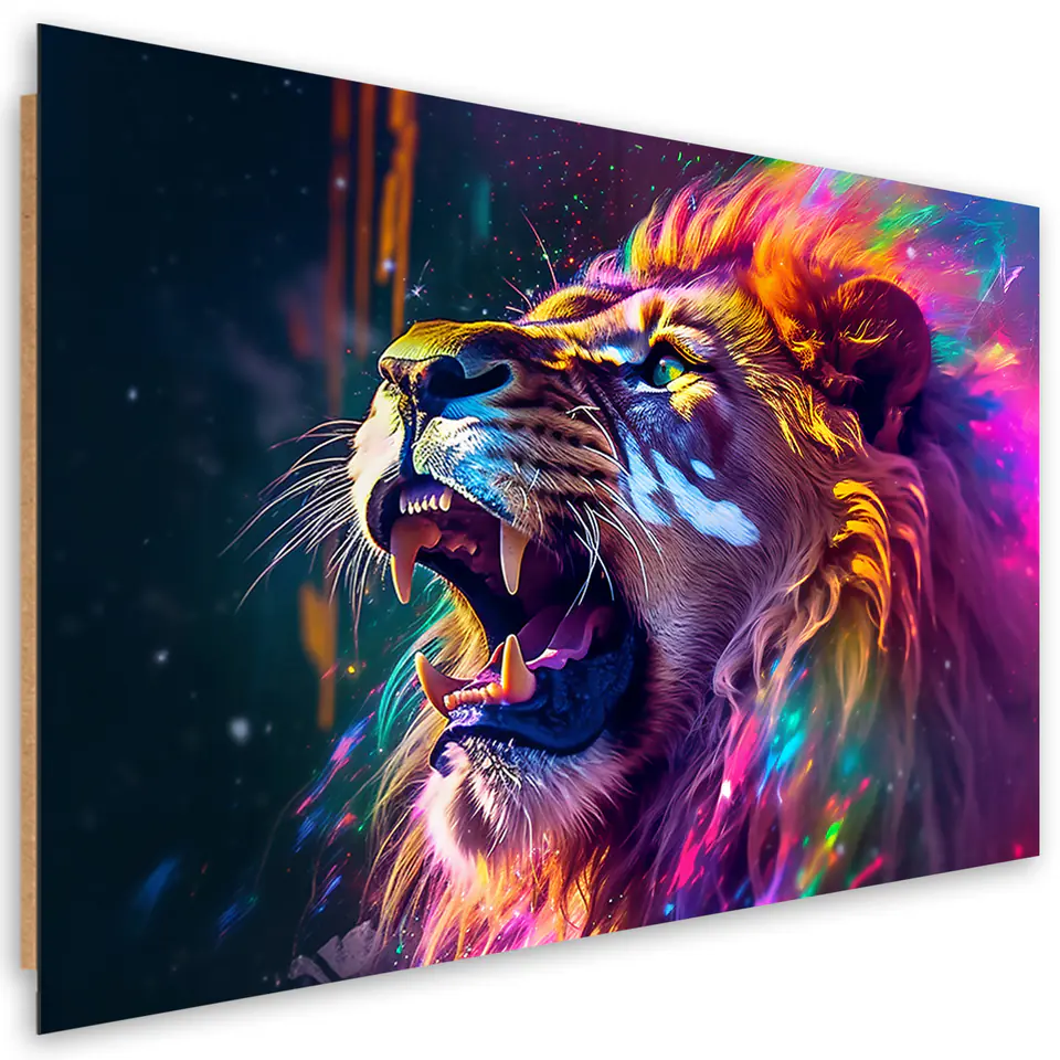 ⁨Obraz deco panel, Ryk Lwa Neon Abstrakcja (Rozmiar 60x40)⁩ w sklepie Wasserman.eu