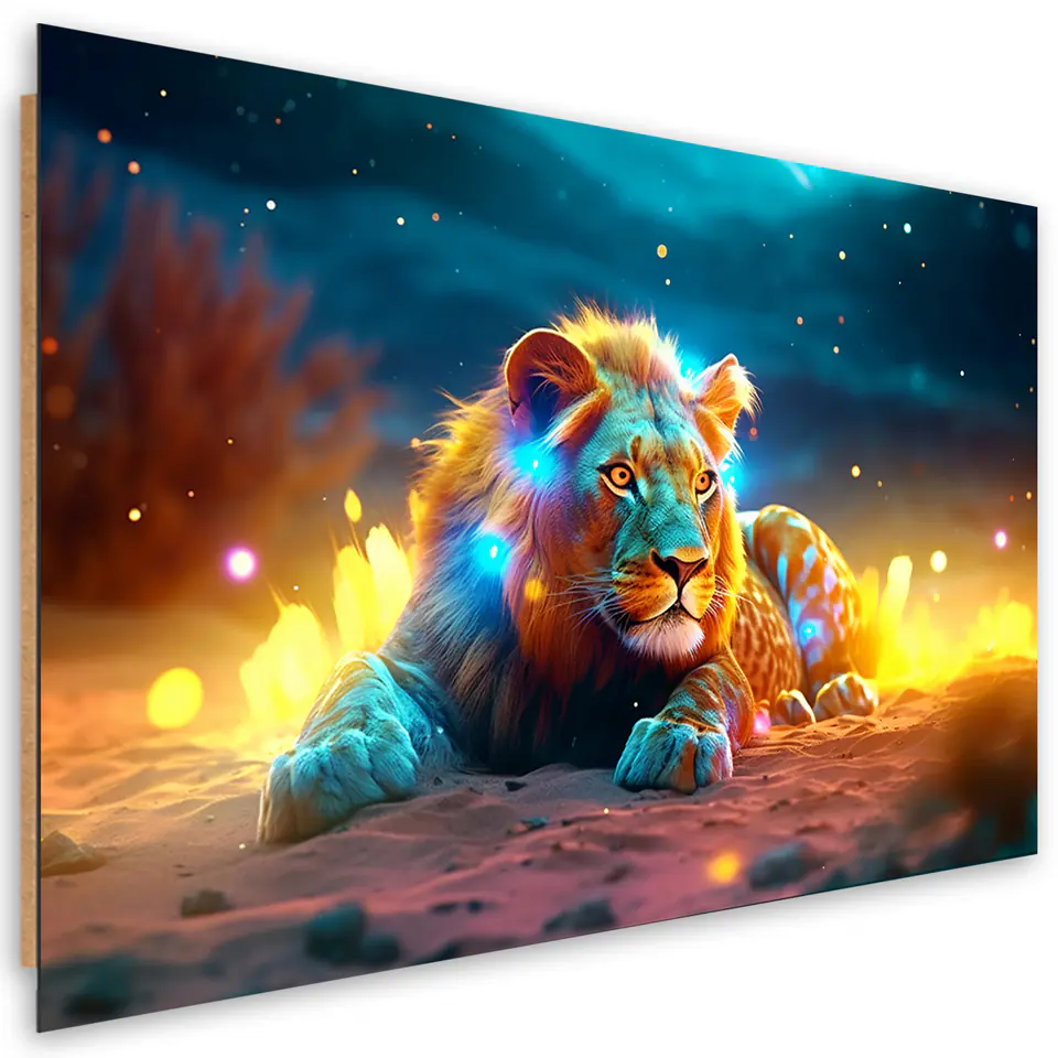 ⁨Obraz deco panel, Neon Lew Abstrakcja Natura (Rozmiar 60x40)⁩ w sklepie Wasserman.eu