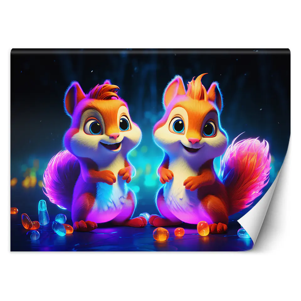 ⁨Fototapeta, Neonowa wiewiórka z kreskówki (Rozmiar 150x105)⁩ w sklepie Wasserman.eu