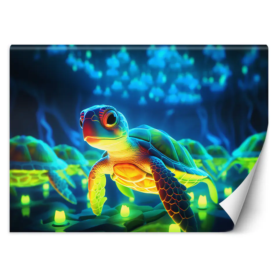 ⁨Fototapeta, Kosmiczny żółw neon (Rozmiar 368x254)⁩ w sklepie Wasserman.eu