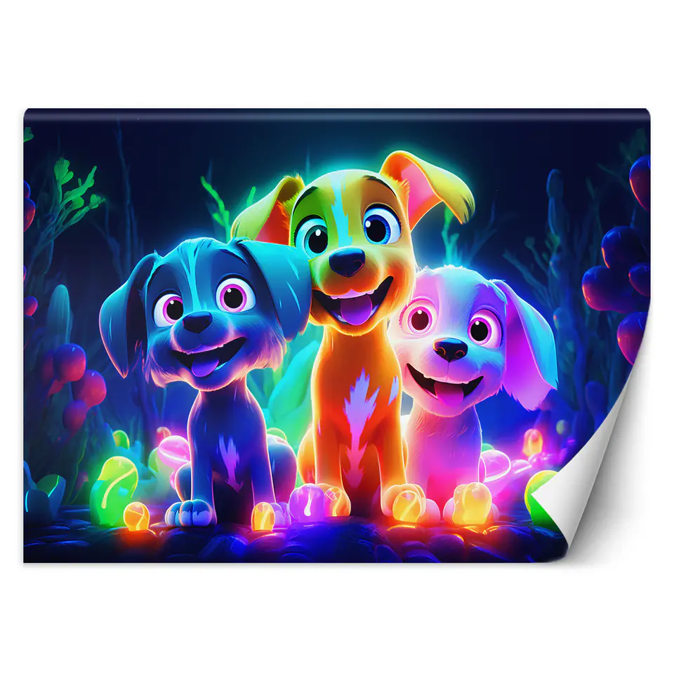 ⁨Fototapeta, Neonowe psy z kreskówki (Rozmiar 150x105)⁩ w sklepie Wasserman.eu