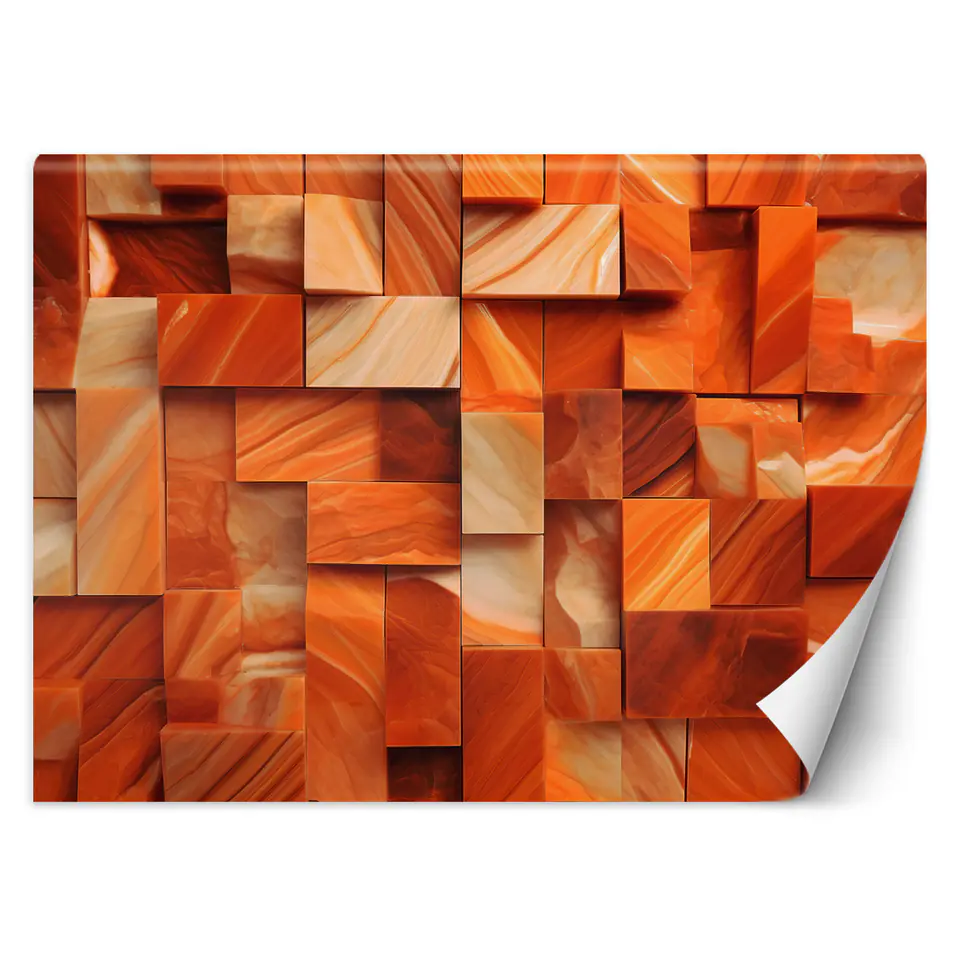 ⁨Fototapeta, Pomarańczowy sześcian 3D (Rozmiar 150x105)⁩ w sklepie Wasserman.eu