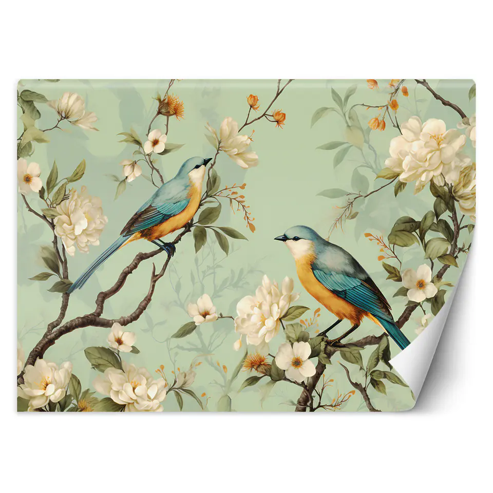 ⁨Fototapeta, Ptaki Kwiaty Chinoiserie (Rozmiar 100x70)⁩ w sklepie Wasserman.eu