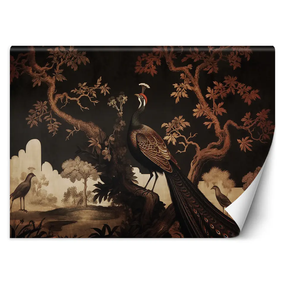 ⁨Fototapeta, Orientalny paw na drzewie (Rozmiar 200x140)⁩ w sklepie Wasserman.eu