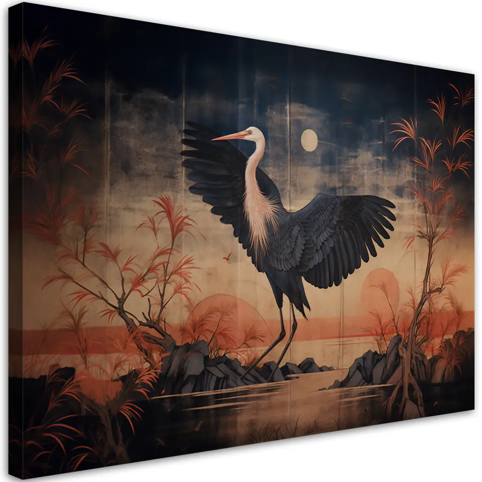 ⁨Obraz na płótnie, Żuraw Natura Orientalny (Rozmiar 60x40)⁩ w sklepie Wasserman.eu