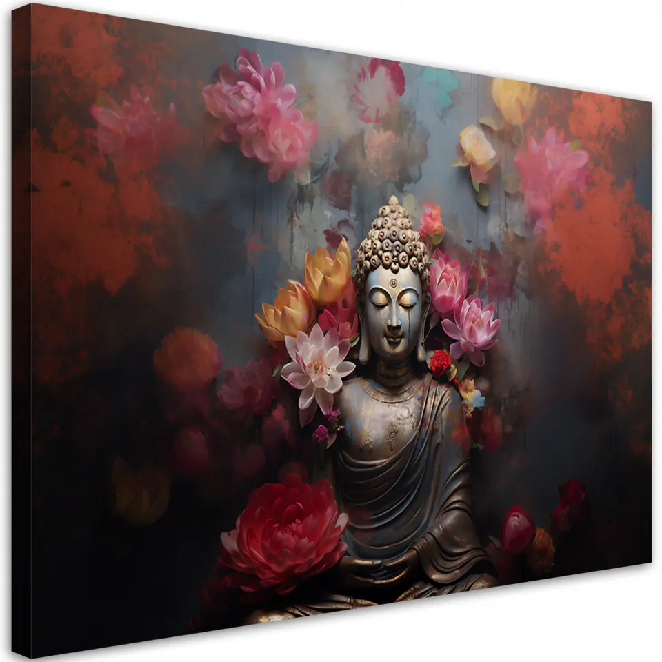 ⁨Obraz na płótnie, Budda Kwiaty Zen Abstrakcja (Rozmiar 60x40)⁩ w sklepie Wasserman.eu