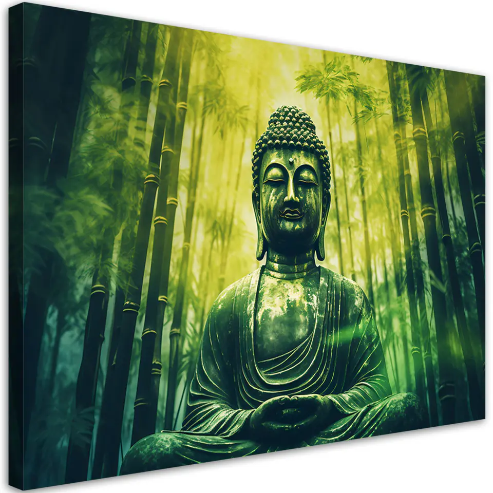 ⁨Obraz na płótnie, Budda i bambusy zen (Rozmiar 120x80)⁩ w sklepie Wasserman.eu