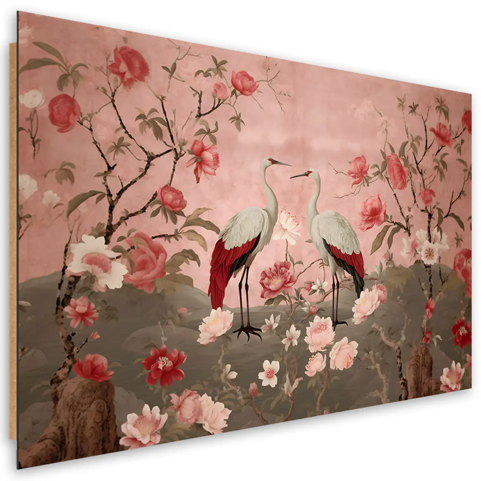 ⁨Obraz Deco Panel,  Kwiaty i ptaki Chinoiserie (Rozmiar 60x40)⁩ w sklepie Wasserman.eu