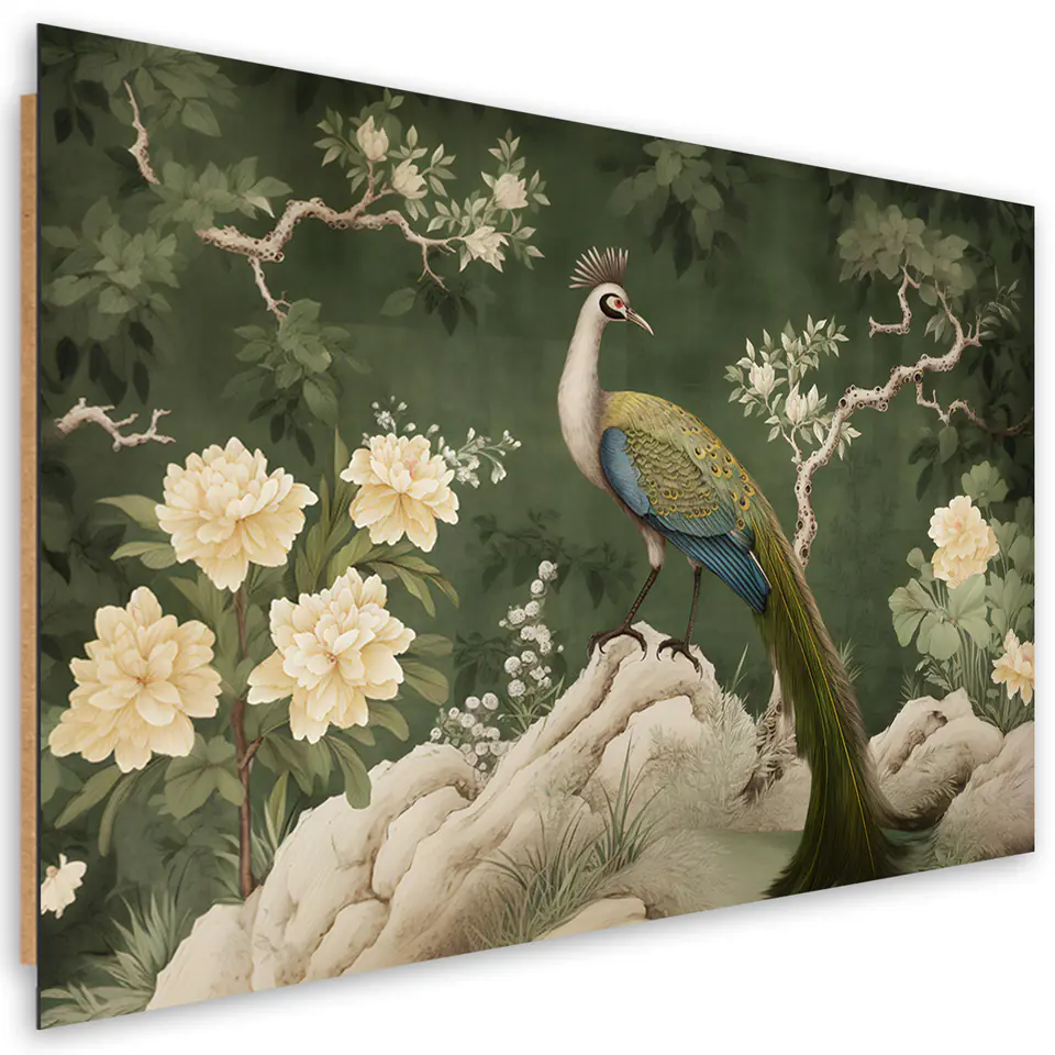 ⁨Obraz Deco Panel,  Orientalny paw zielony (Rozmiar 60x40)⁩ w sklepie Wasserman.eu