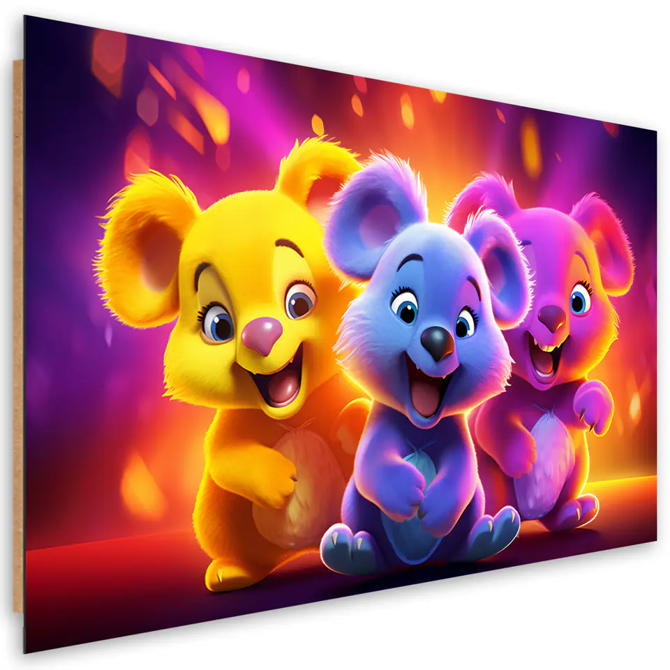 ⁨Obraz Deco Panel,  Neonowe niedźwiadki abstrakcja (Rozmiar 60x40)⁩ w sklepie Wasserman.eu