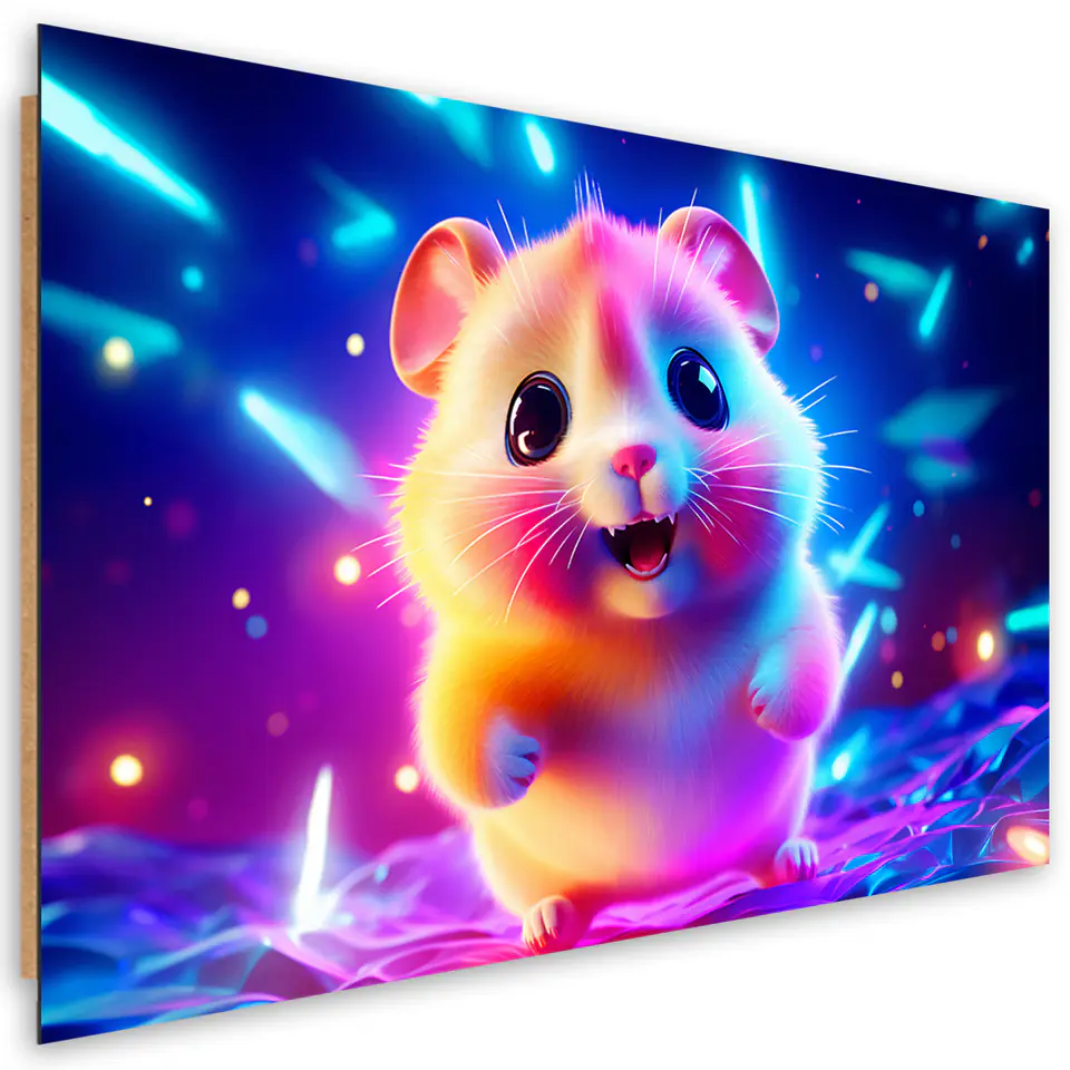 ⁨Obraz Deco Panel,  Uroczy chomik neon (Rozmiar 60x40)⁩ w sklepie Wasserman.eu