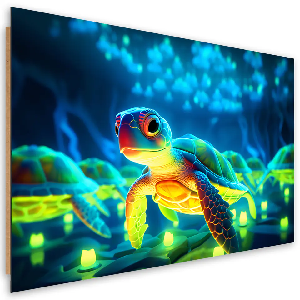 ⁨Obraz Deco Panel,  Kosmiczny żółw neon (Rozmiar 60x40)⁩ w sklepie Wasserman.eu