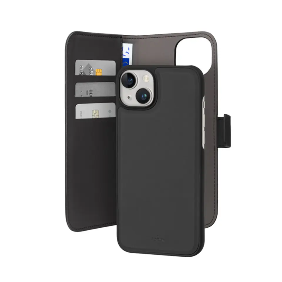 ⁨PURO Wallet Detachable - Etui 2w1 iPhone 15 Plus (czarny)⁩ w sklepie Wasserman.eu