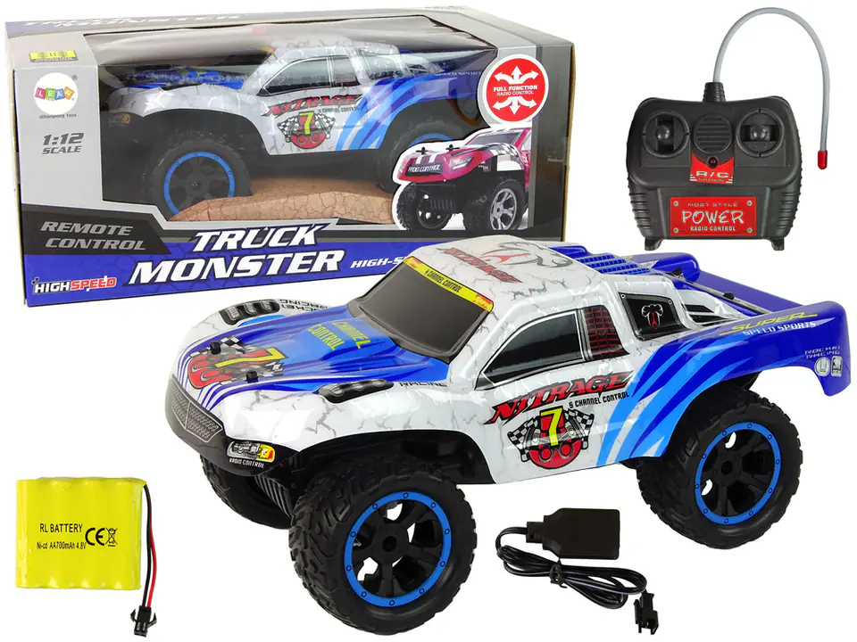 ⁨Zdalnie Sterowane Auto RC Truck Monster 1:12 Białe⁩ w sklepie Wasserman.eu