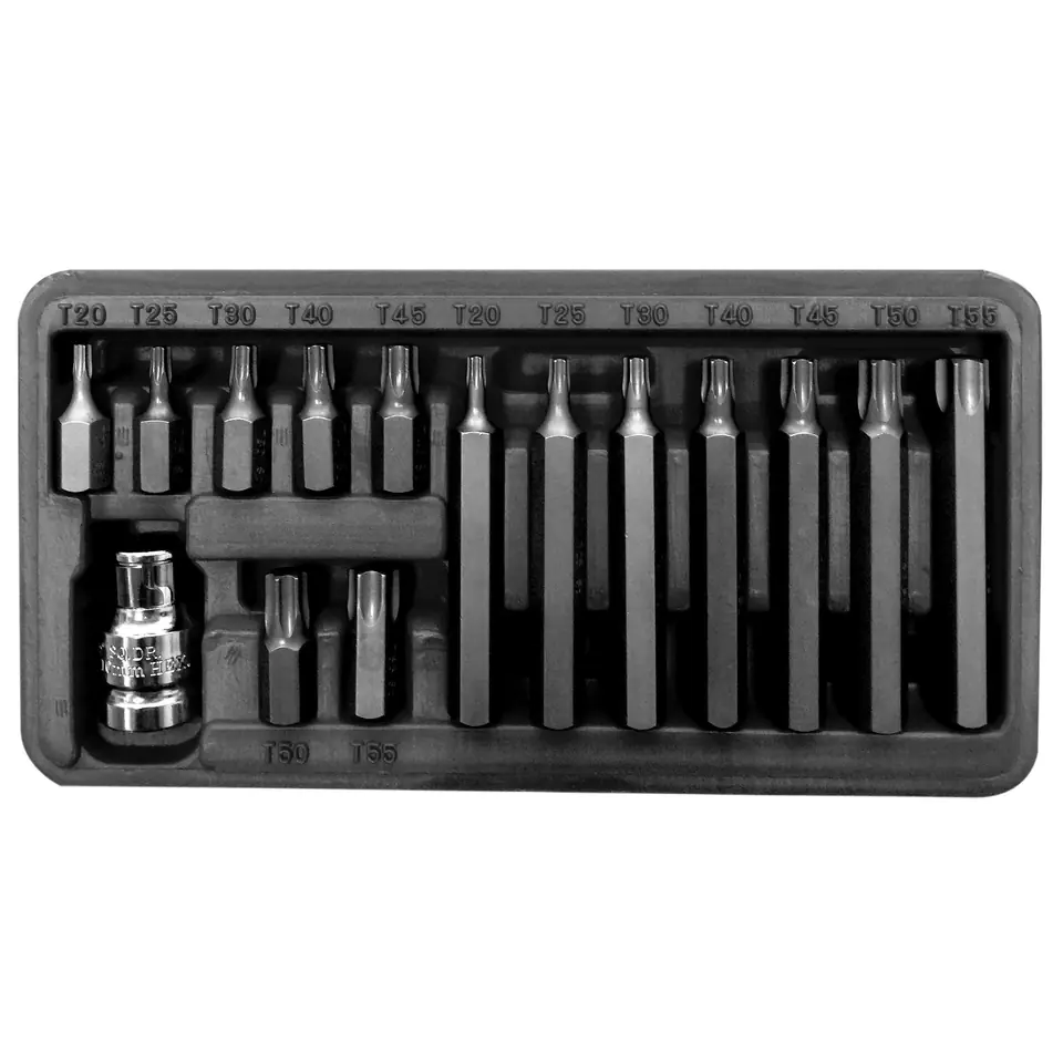 ⁨10741 Set of terminals, bits 3/8 inch Torx T20-T55, L=30/75mm, 15 pieces⁩ at Wasserman.eu