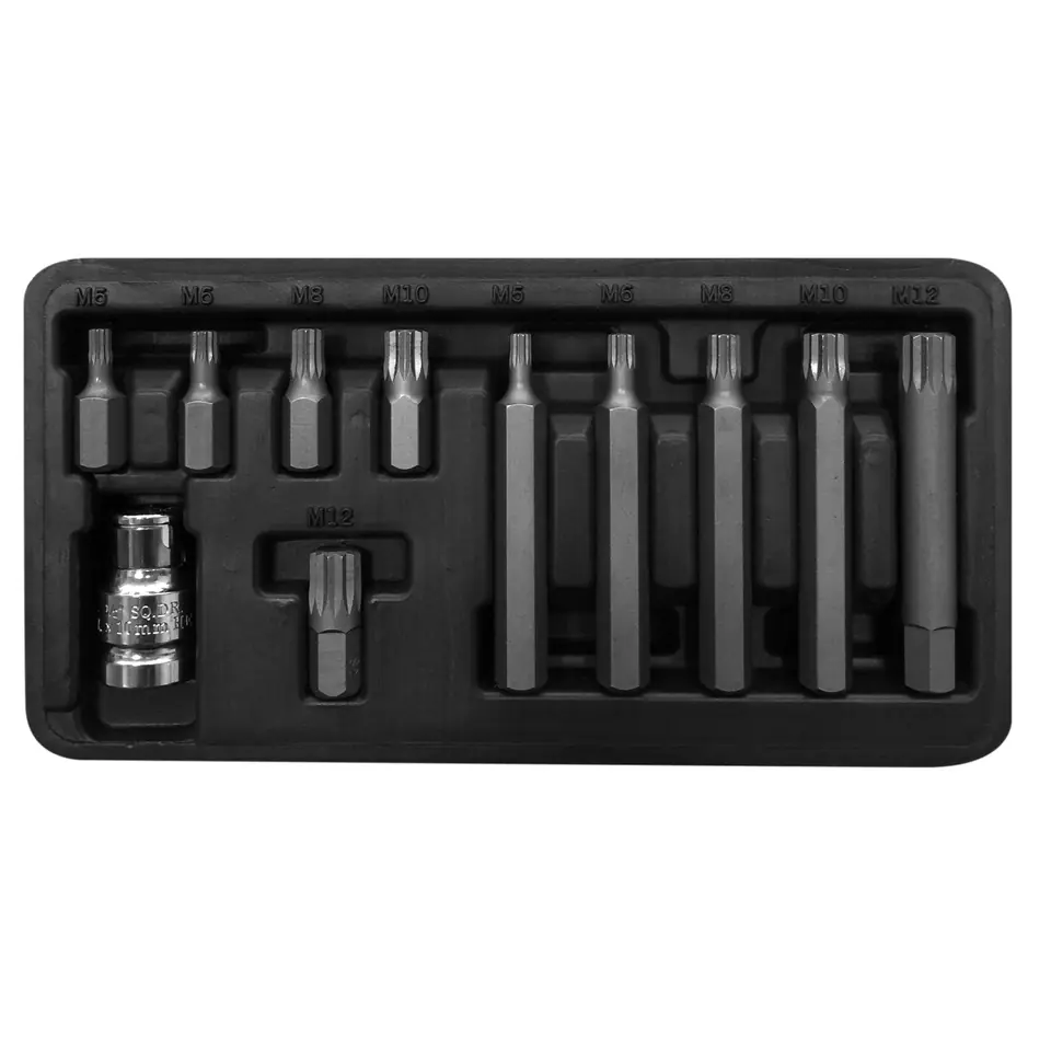 ⁨10744 Set of terminals, bits 3/8 inch Spline M5-M12, L=30/75mm, 11 pieces⁩ at Wasserman.eu