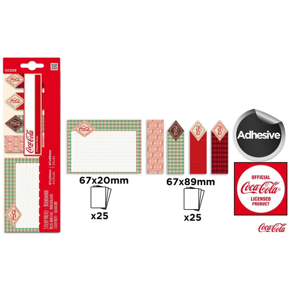 ⁨Bloczek samoprzylepny 67x89mm 25k + zakładki indeksujące 67x20mm 25k (4szt) COCA-COLA CC029 MP Poland⁩ w sklepie Wasserman.eu