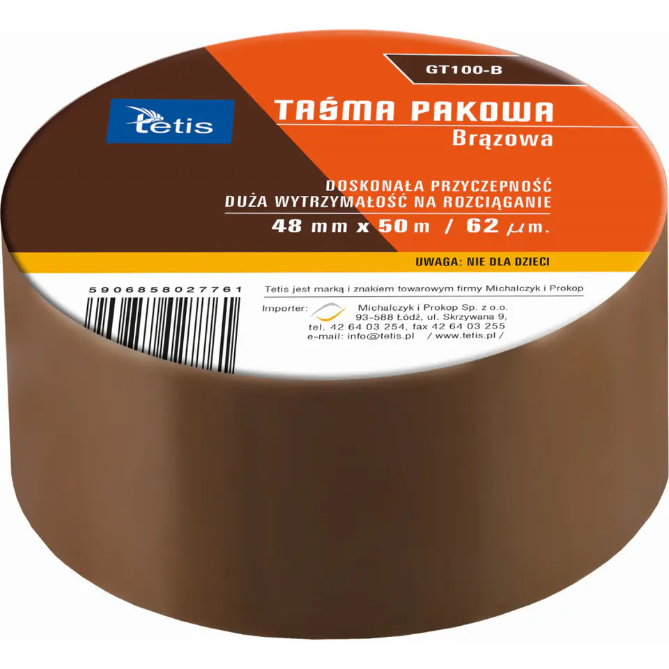 ⁨Taśma pakowa brązowa 48mmx50m GT-100-B TETIS⁩ w sklepie Wasserman.eu