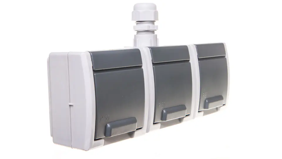 AQUANT potrójne gniazdo hermetyczne natynkowe z uziemieniem 3x2P+Z IP65 1243-65 w sklepie Wasserman.eu