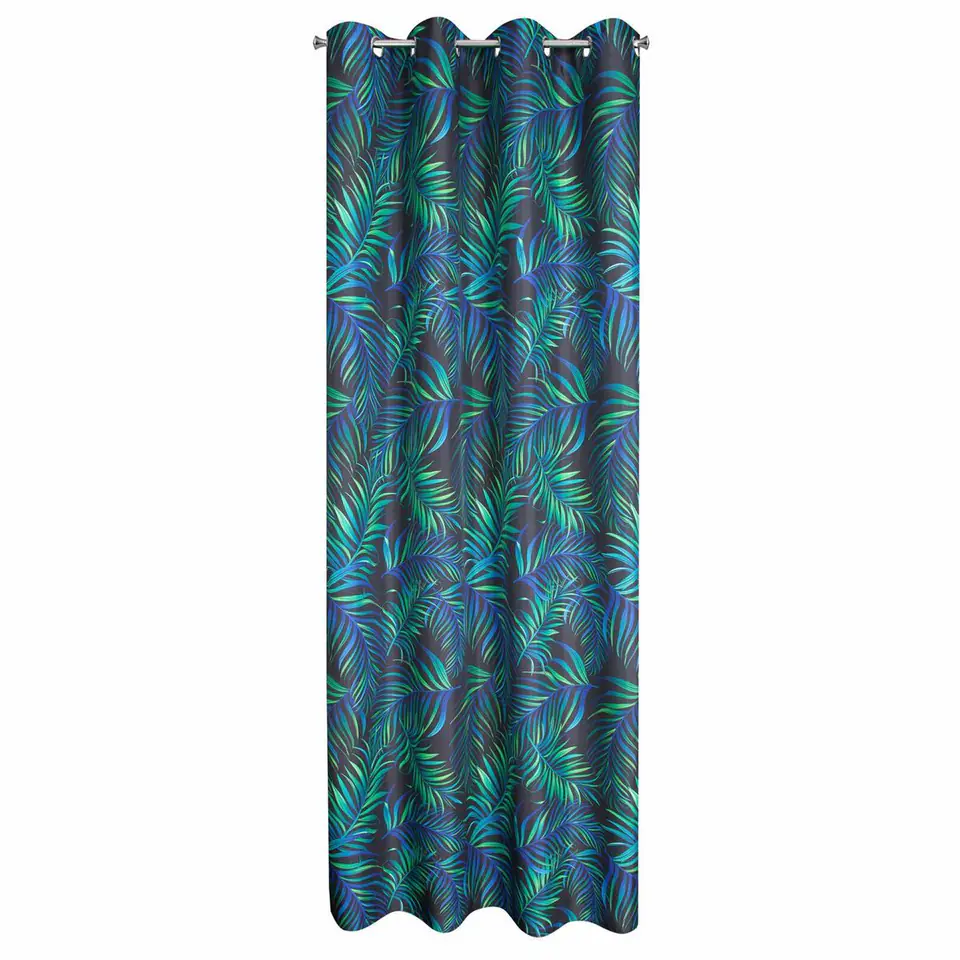 ⁨Zasłona PALMS 140x250 cm czarna palmy⁩ w sklepie Wasserman.eu