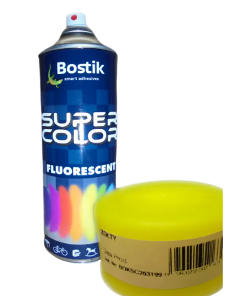 ⁨FARBA W SPRAYU LAKIER FLUORESCENCYJNY SUPER COLOR ŻÓŁTY 400ML⁩ w sklepie Wasserman.eu