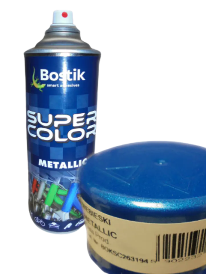 ⁨FARBA W SPRAYU LAKIER SUPER COLOR METALLIC NIEBIESKI 400ML⁩ w sklepie Wasserman.eu