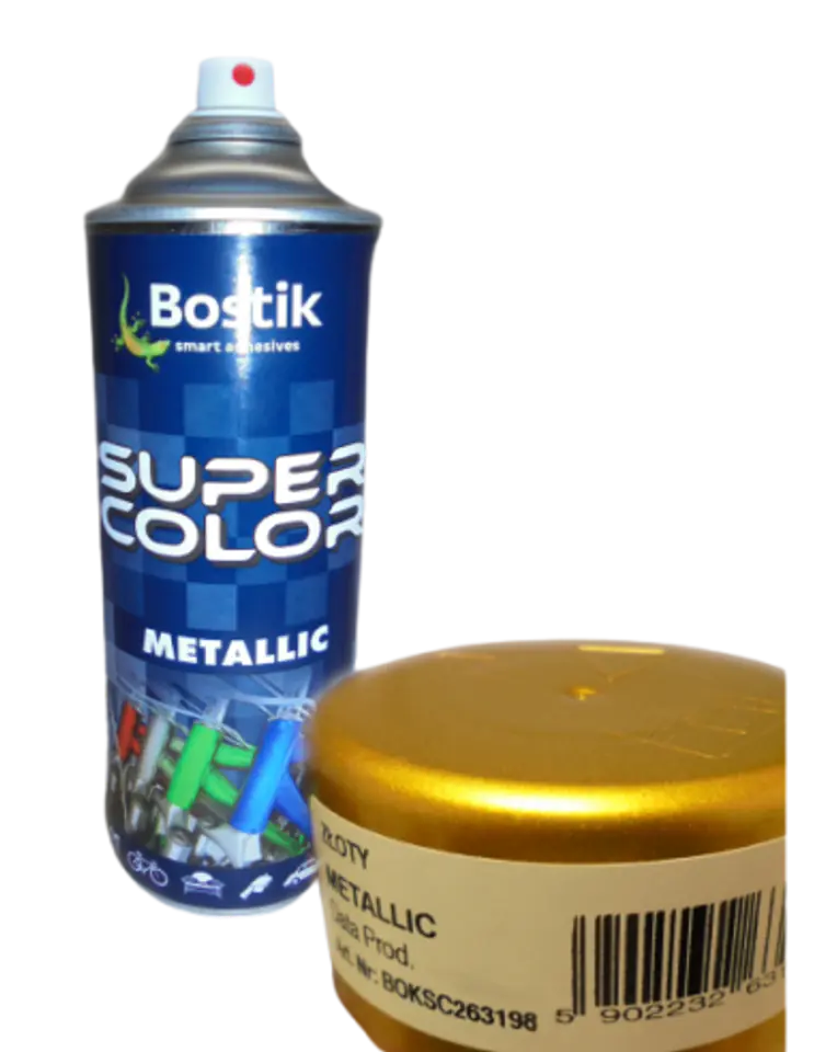 ⁨FARBA W SPRAYU LAKIER SUPER COLOR METALLIC ZŁOTY 400ML⁩ w sklepie Wasserman.eu