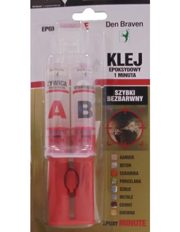 ⁨KLEJ EPOKSYDOWY 1 MINUTA 2x12ml BEZBARWNY SZYBKI⁩ w sklepie Wasserman.eu