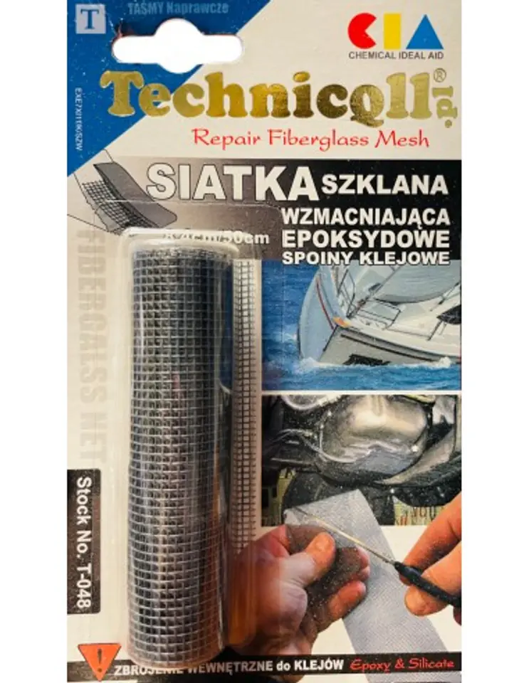 ⁨SIATKA SZKLANA WZMACNIAJĄCA EPOKSYDOWE SPOINY KLEJOWE T-048 8,4CM/50CM TECHNICQLL⁩ w sklepie Wasserman.eu